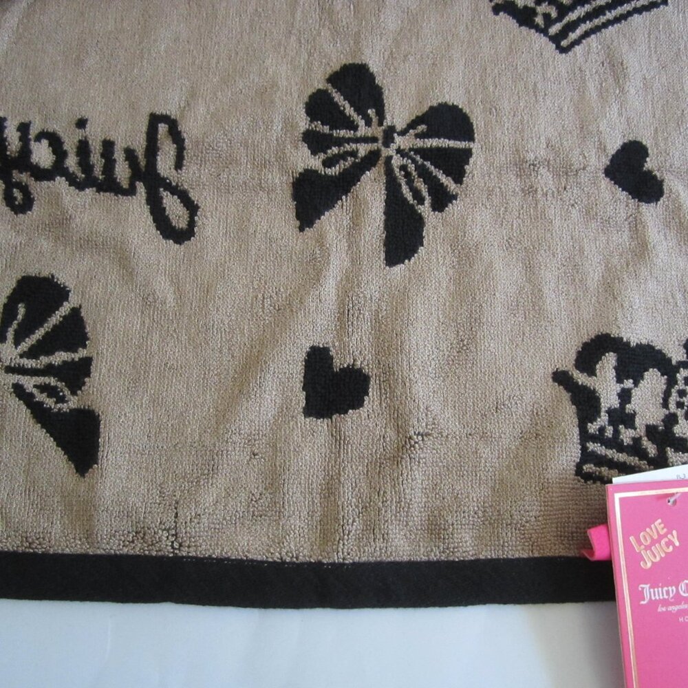 Juicy Couture Crown Bow Heart Black Bath & Hand Towel Set - Picture 6 of 9